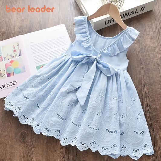 Blue Ruffle Bow Summer Dress