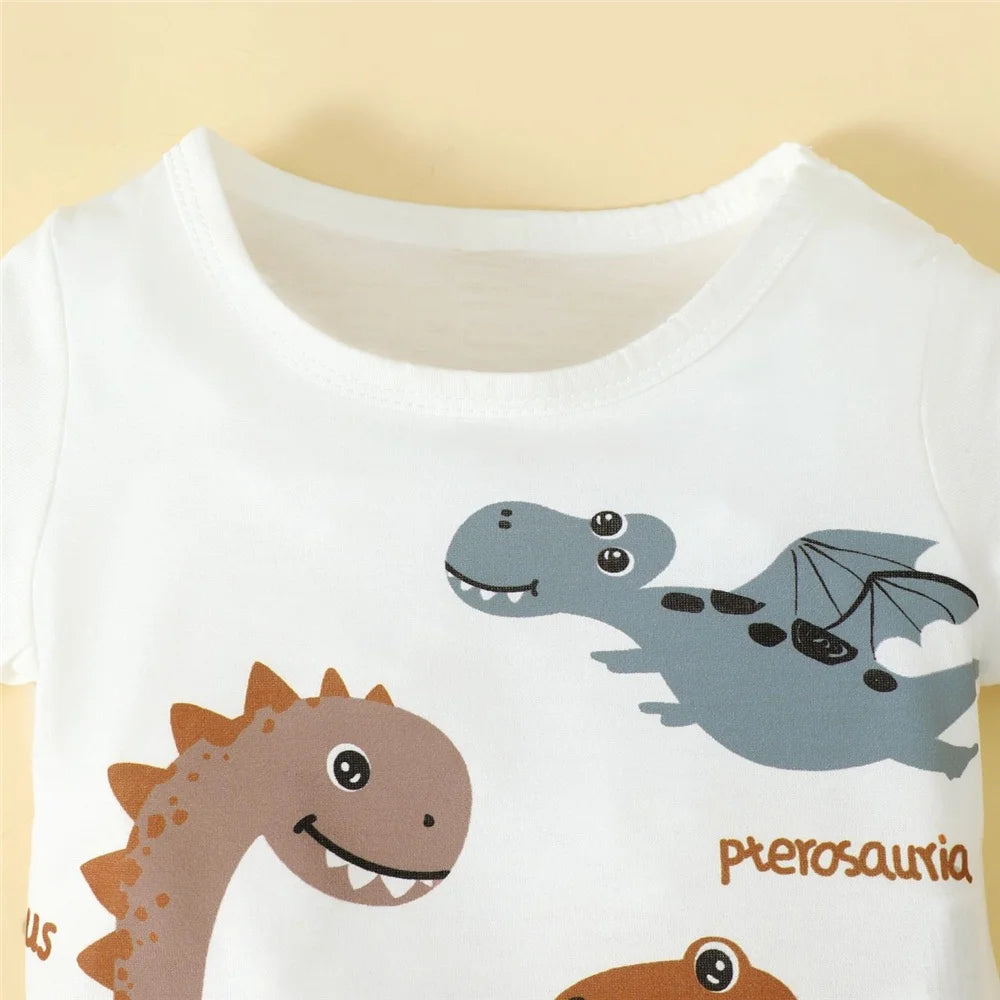 Brown Dinosaur Tshirt & Shorts Set