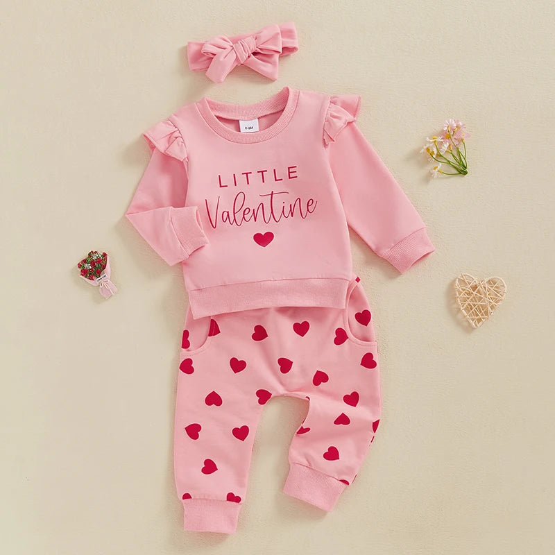 Pink "Little Valentine" Tracksuit & Bow Set