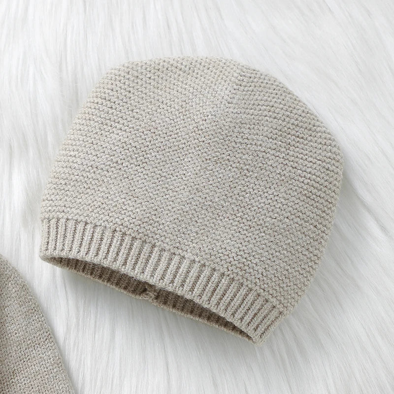 Beige Knitted All in One with Matching Hat