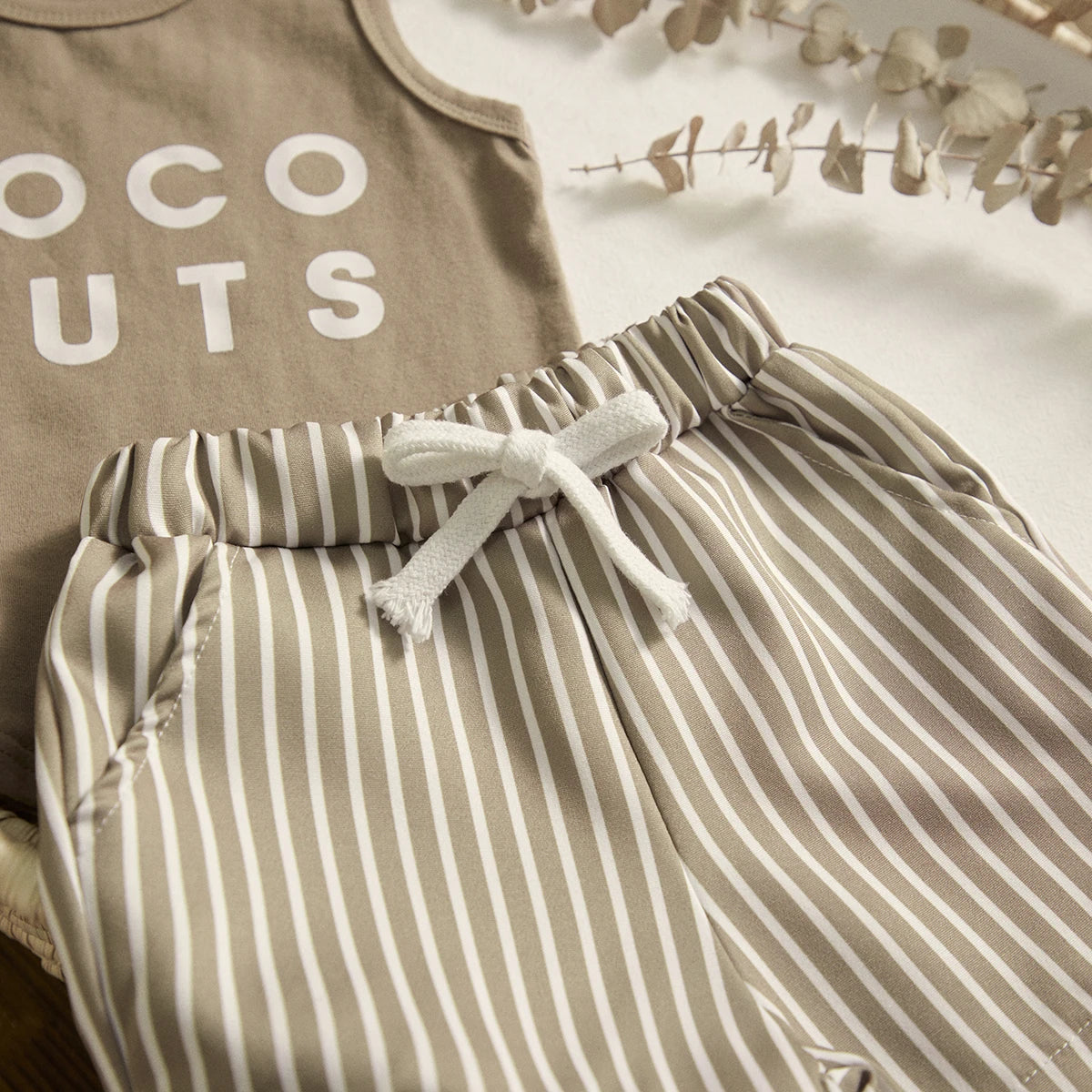 "Coconuts" Print Vest with Striped Shorts