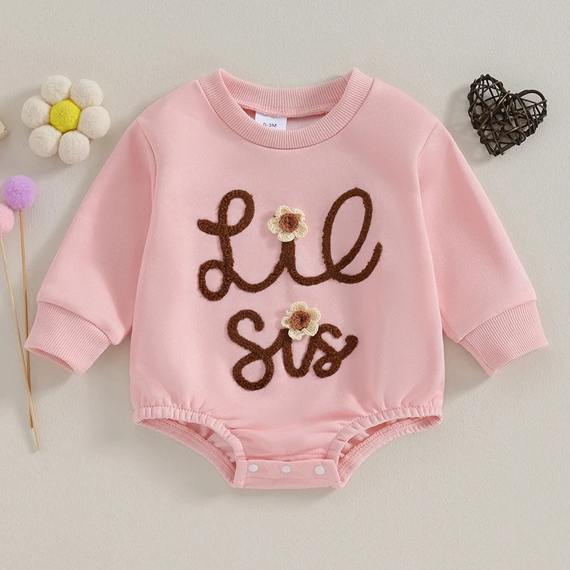 Big Sis and Lil Sis Long Sleeve Cotton Sweatshirt & Romper