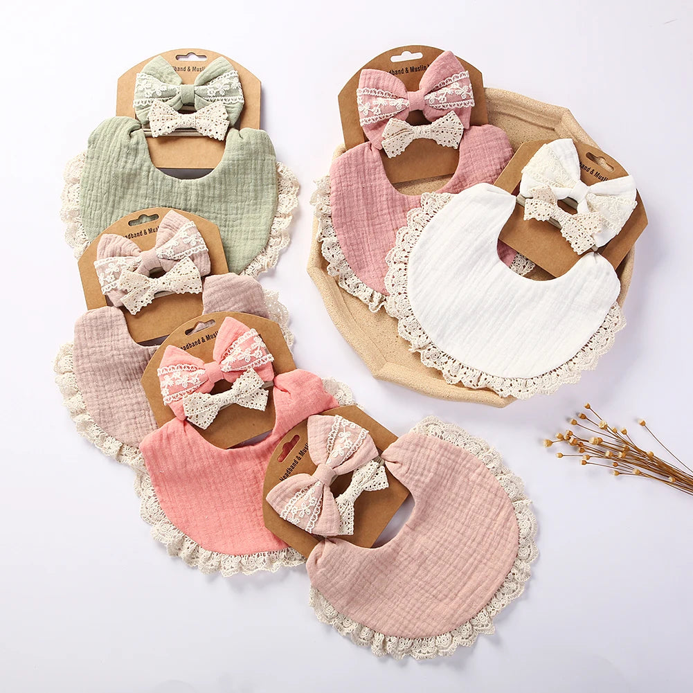 Baby Bib and Hair Bow Set