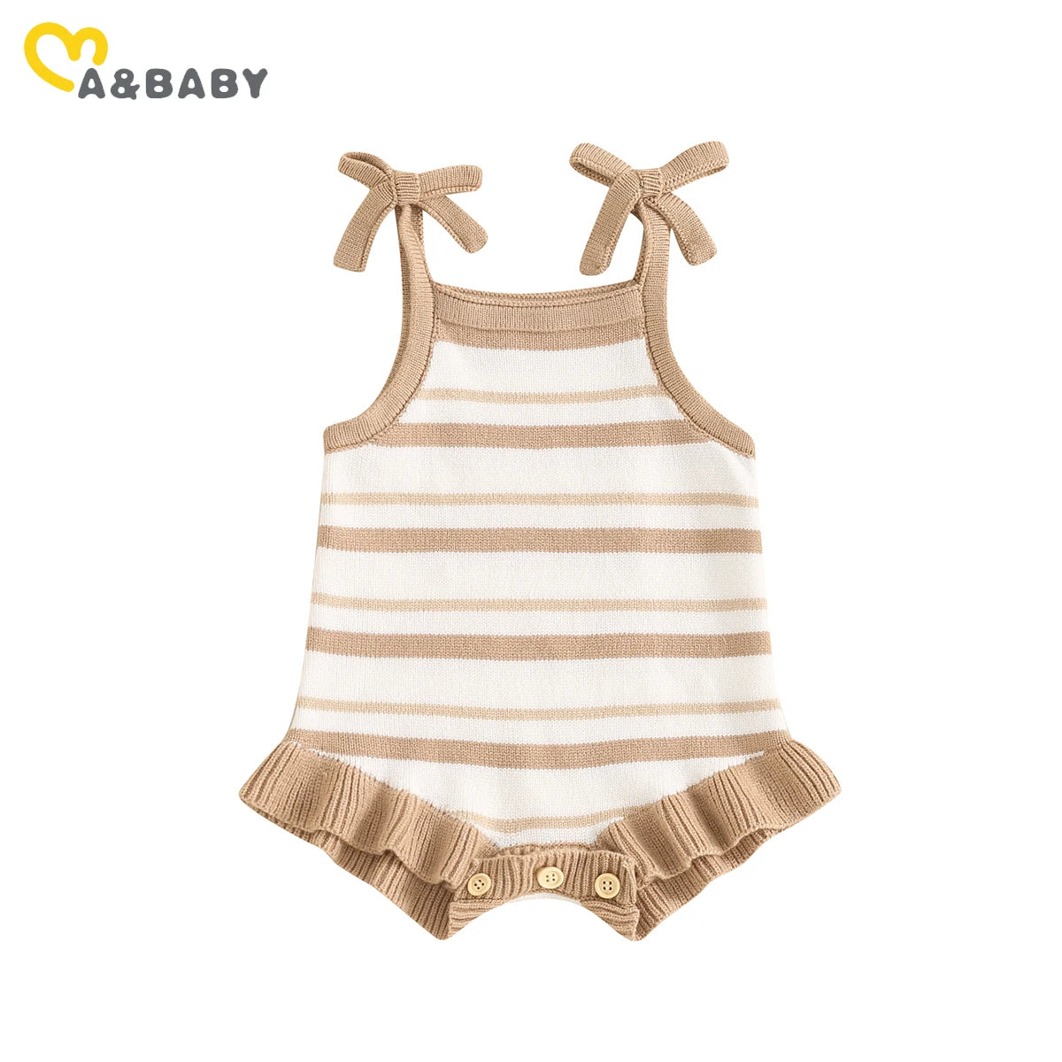 Beige Striped Romper