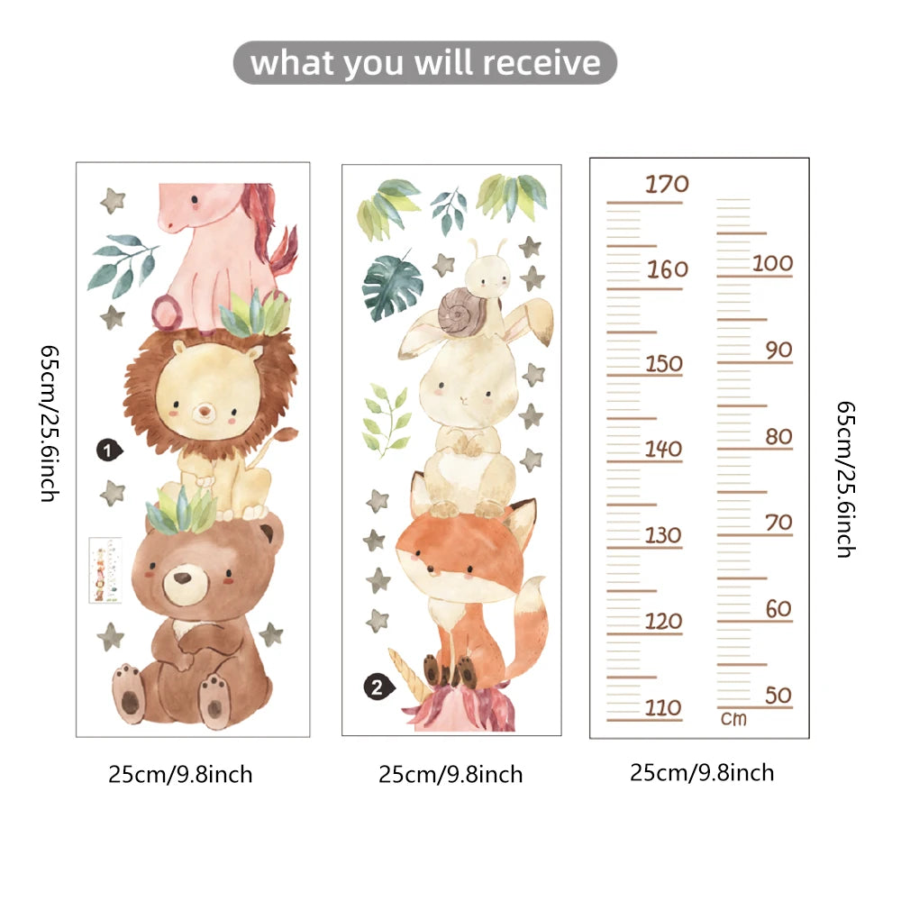 Height Measuring Wall Stickers - Nordic Animal