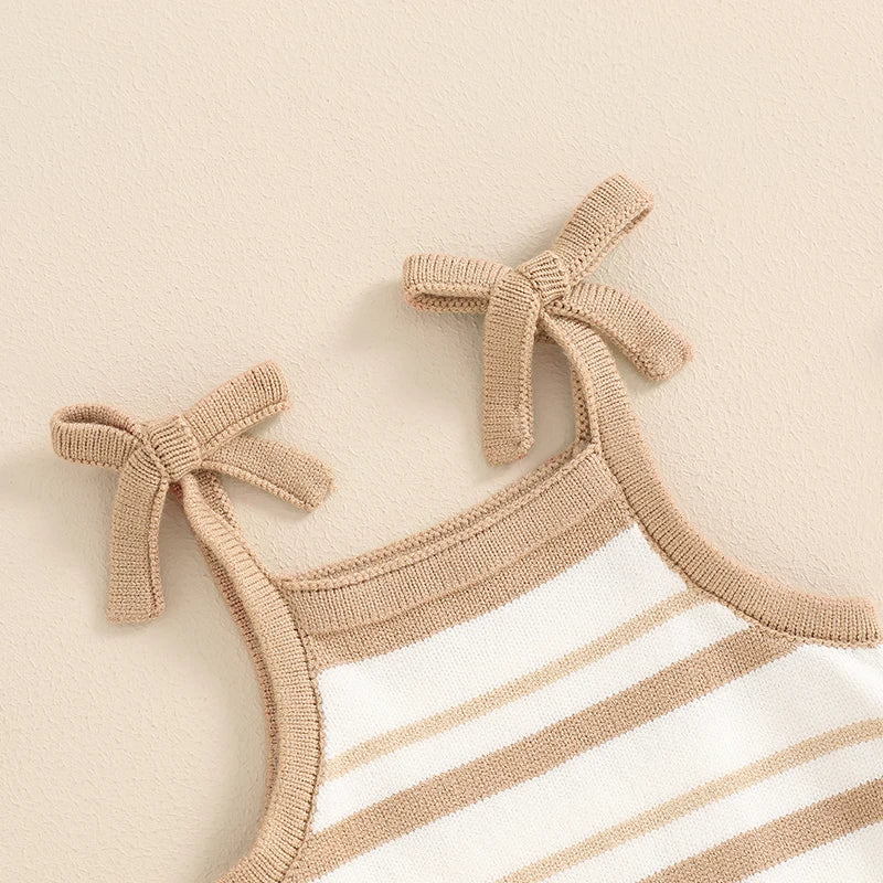 Beige Striped Romper