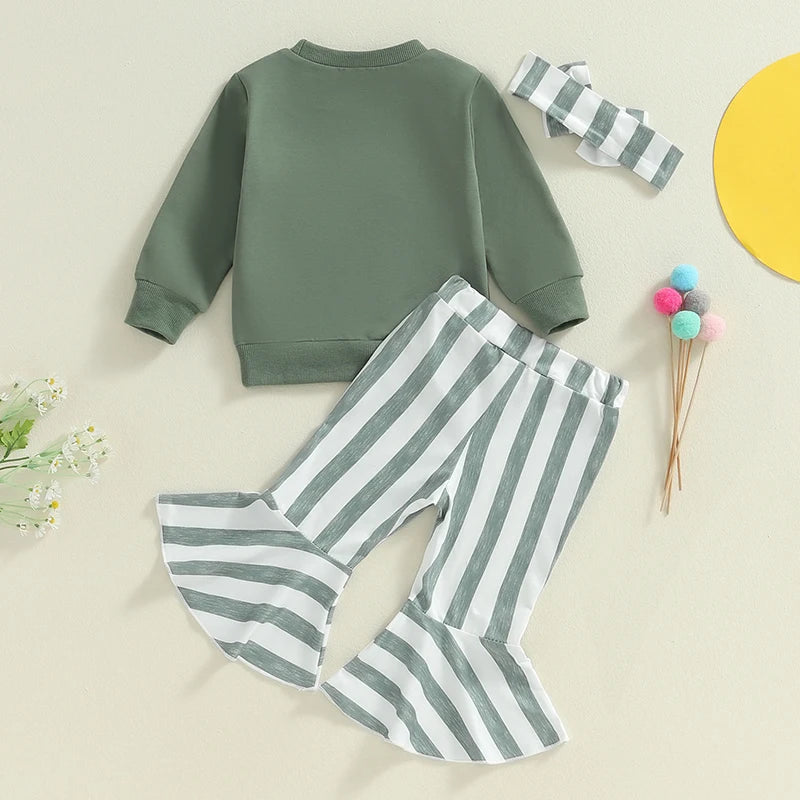 Babe Long Sleeve Top, Stripe Flair Pants and Matching Headband Set