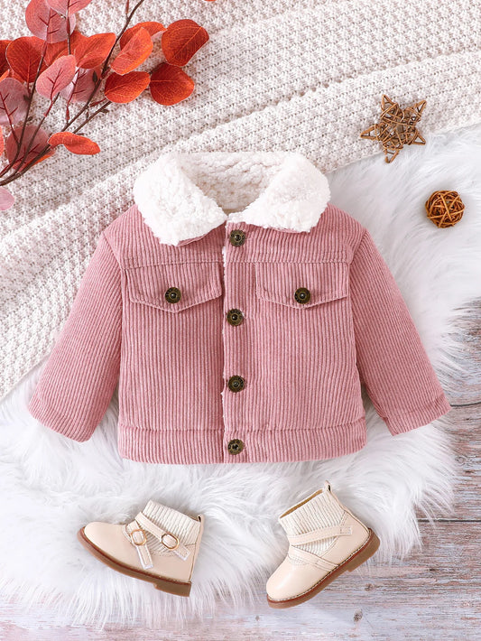 Pink Winter Corduroy Coat