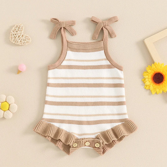 Beige Striped Romper