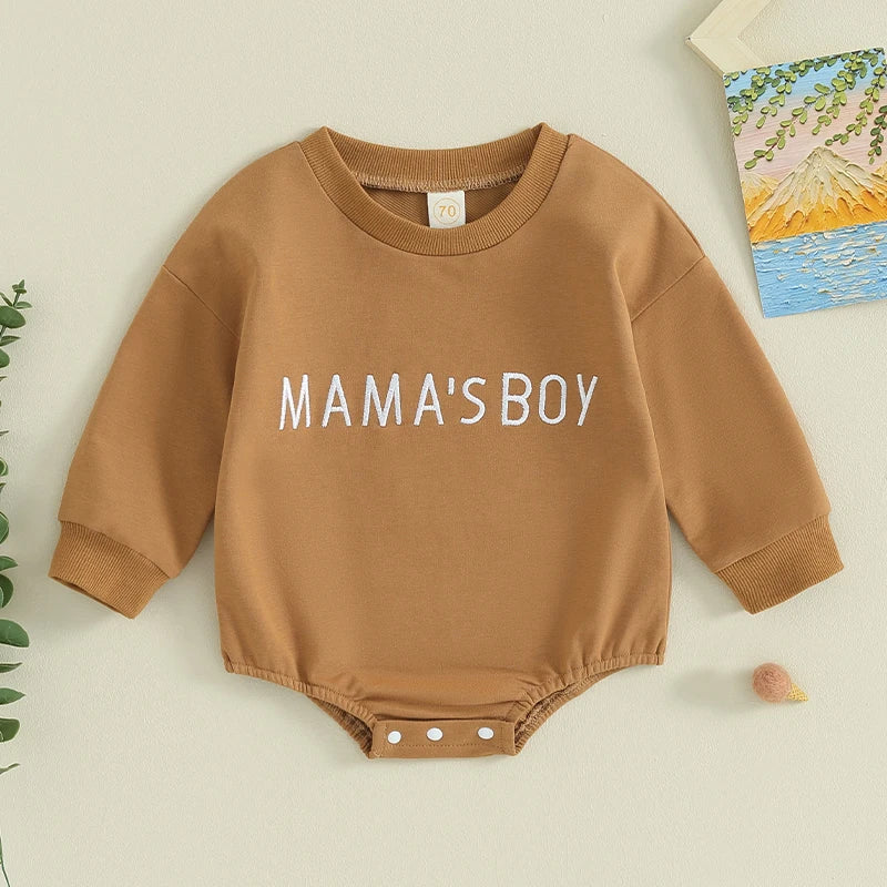 Mamas Boy Round Neck Long Sleeve Sweatshirt Romper