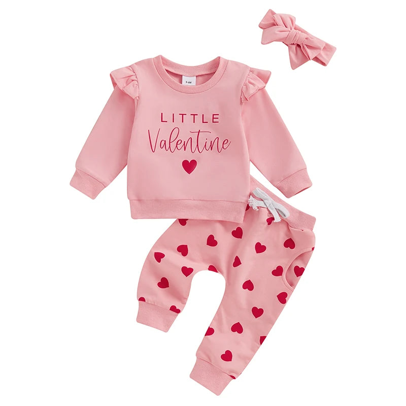 Pink "Little Valentine" Tracksuit & Bow Set