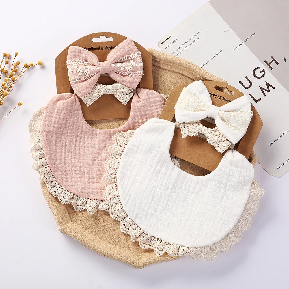 Baby Bib and Hair Bow Set