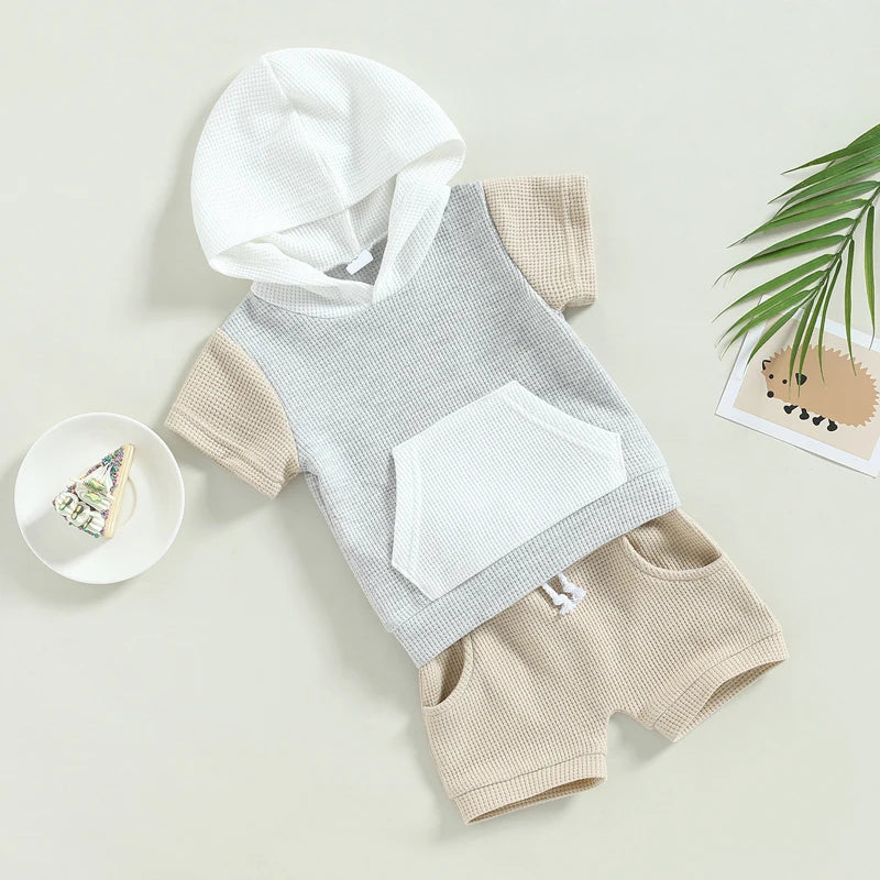 Hooded Short Sleeve Top & Shorts Set