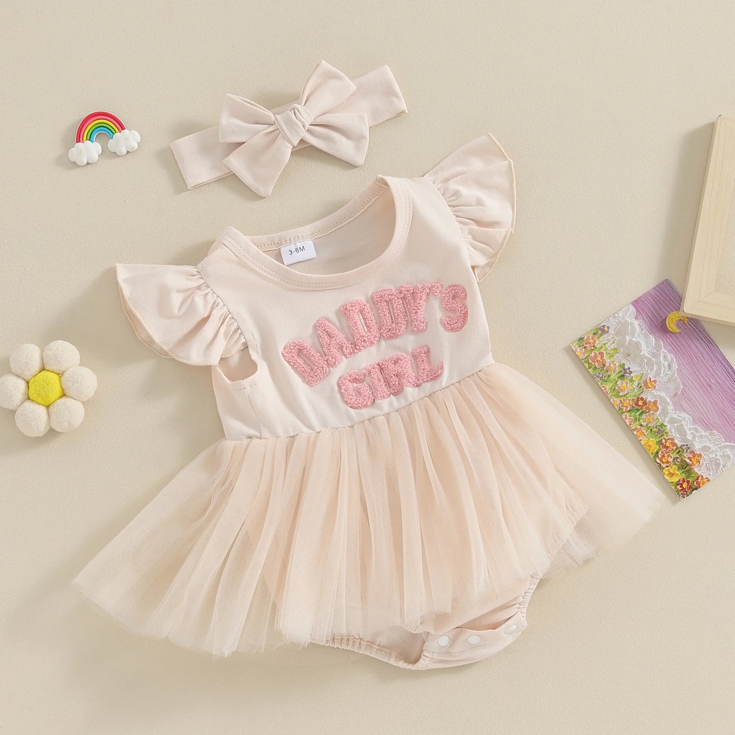 Daddy's Girl Tulle Skirt Bodysuit Dress & Headband