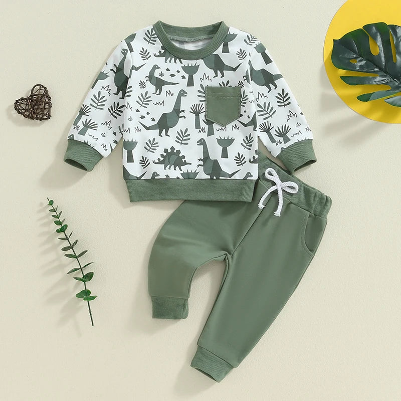 Dinosaur Print Sweatshirt with Sweatpants