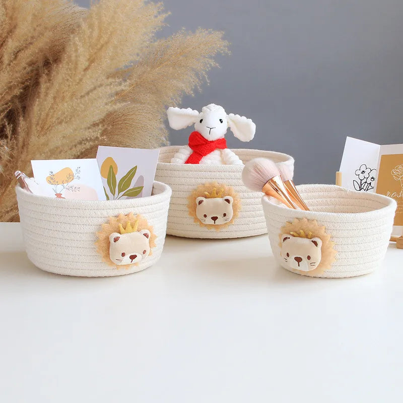 Woven Storage Basket with Felt Animal - More Styles