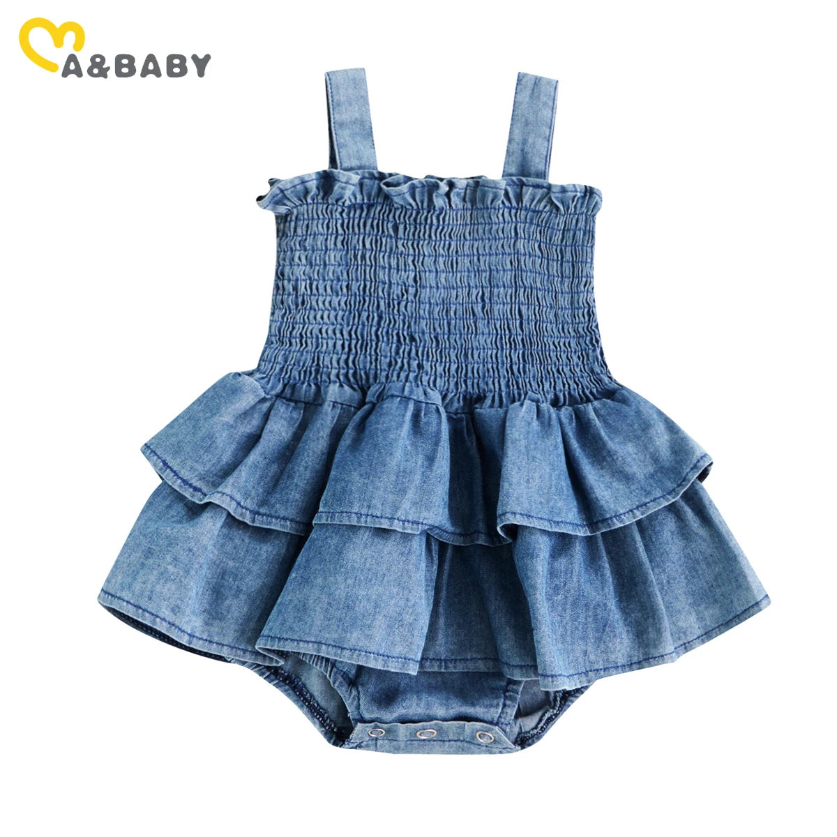 Sleeveless Ruffle Denim Romper