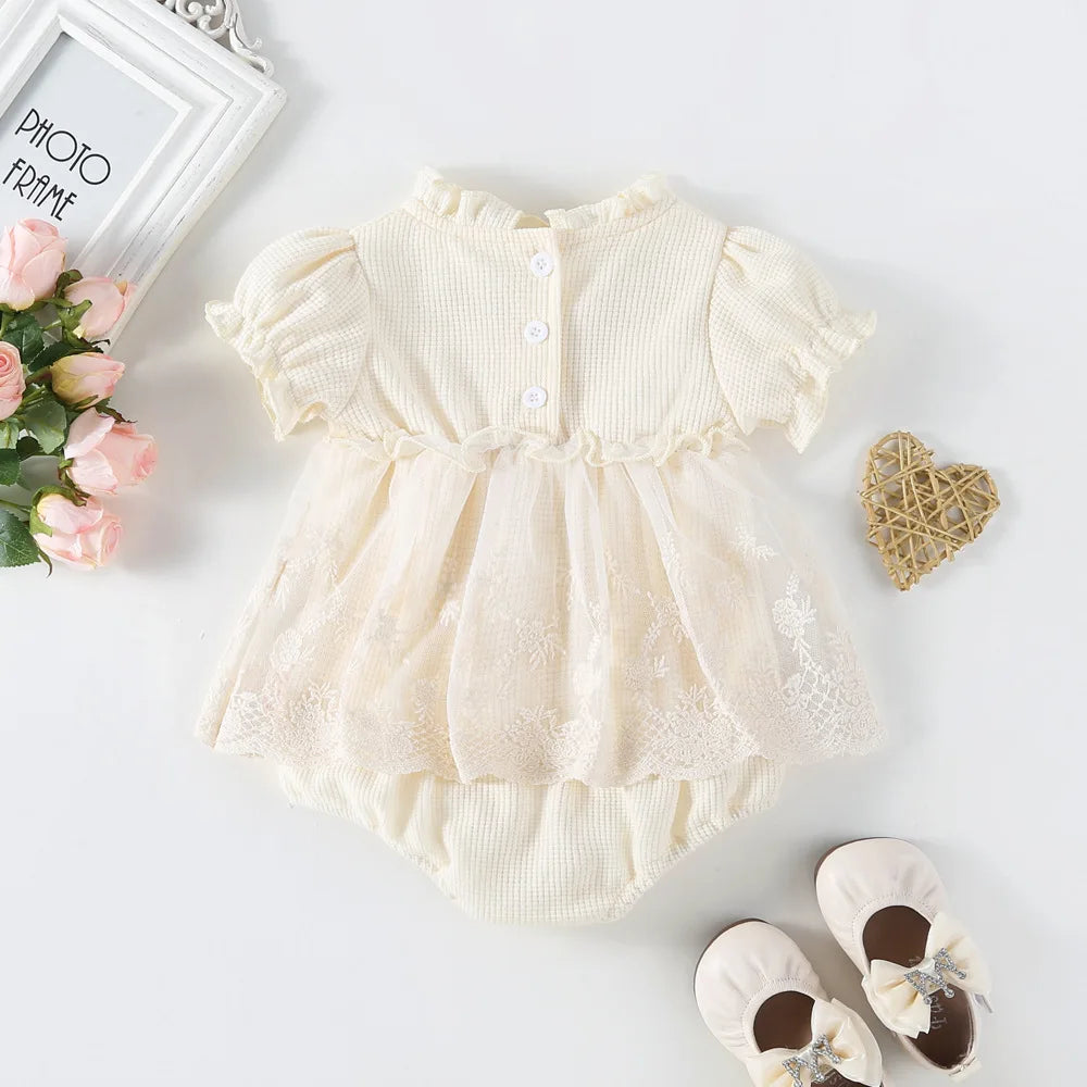 Waffle One Piece Lace Party Outfit