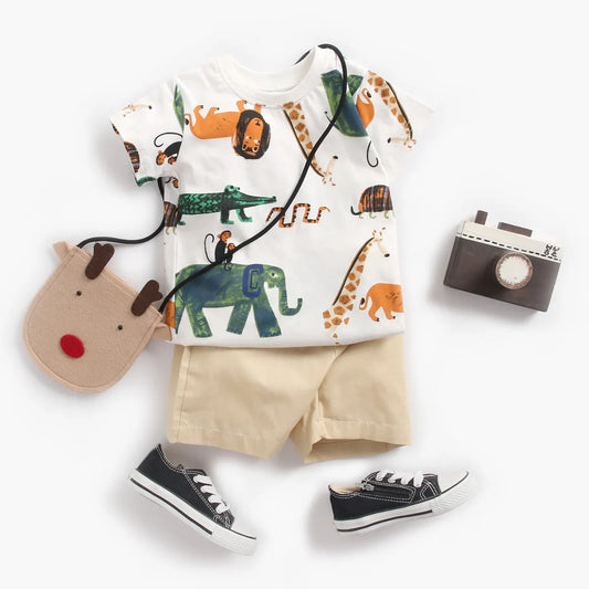 Animal Print Tshirt with Shorts Set