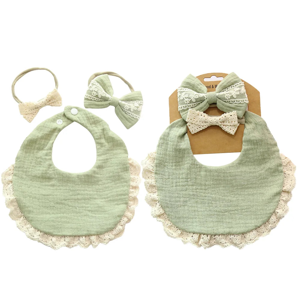 Baby Bib and Hair Bow Set