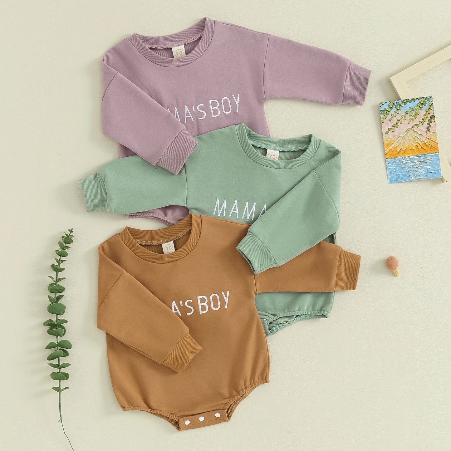 Mamas Boy Round Neck Long Sleeve Sweatshirt Romper