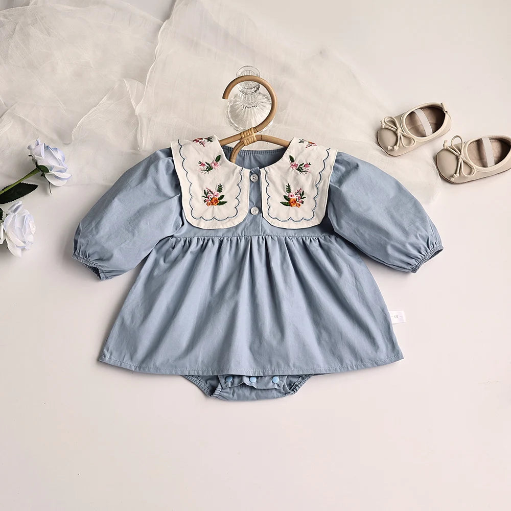 Long Sleeve Baby Romper with Collar