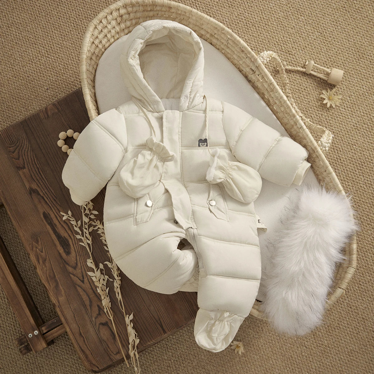 Thick Snowsuit With Faux Fur Hood - More Colours