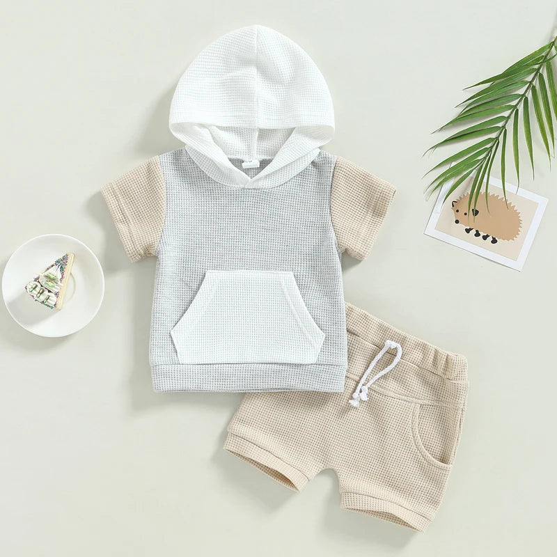 Hooded Short Sleeve Top & Shorts Set