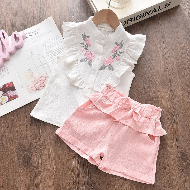 Girls Pink Shorts & Shirt Set