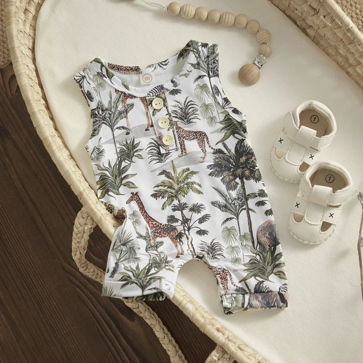 Sleeveless Safari Print Romper