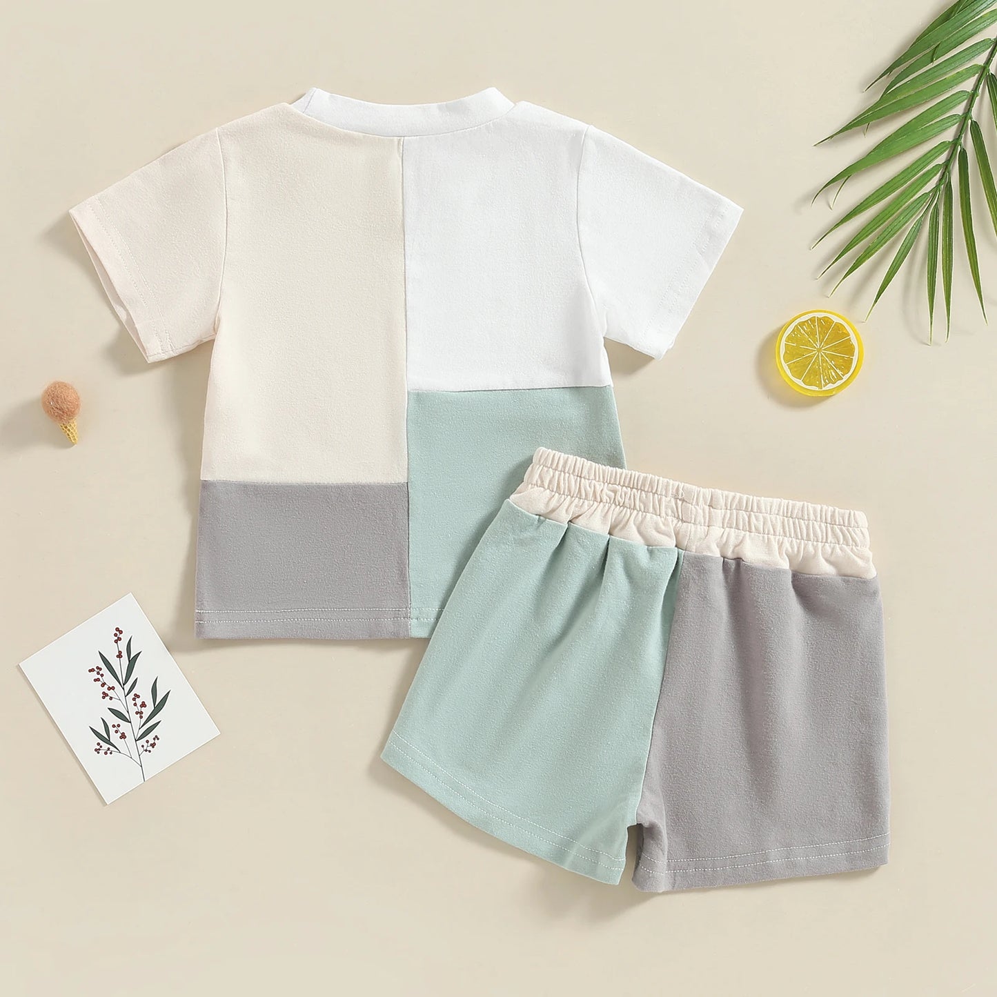 Patchwork  T-shirt & Shorts Set