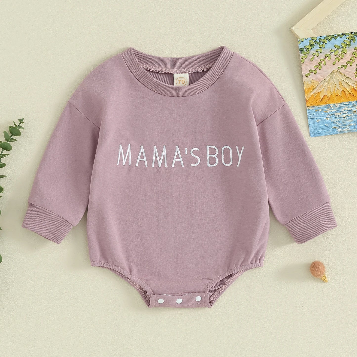 Mamas Boy Round Neck Long Sleeve Sweatshirt Romper