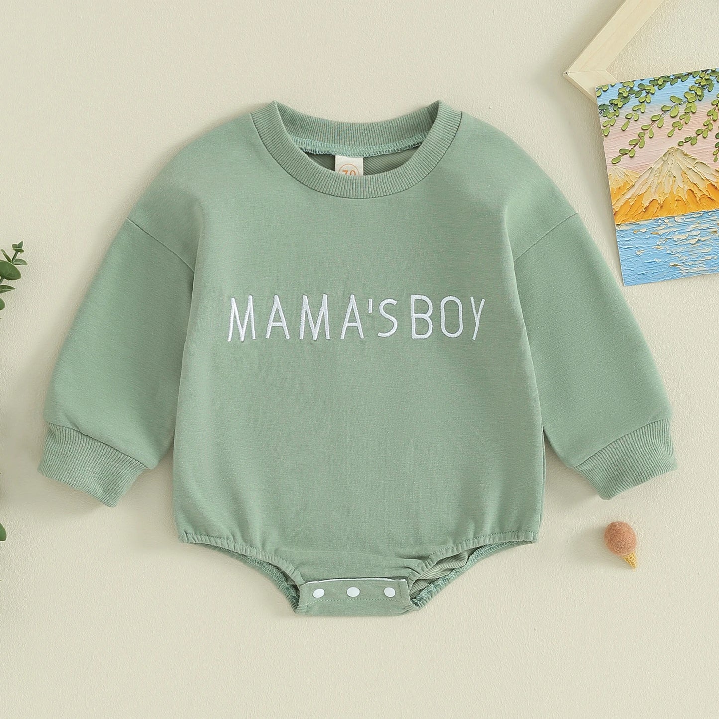 Mamas Boy Round Neck Long Sleeve Sweatshirt Romper