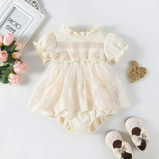 Waffle One Piece Lace Party Outfit