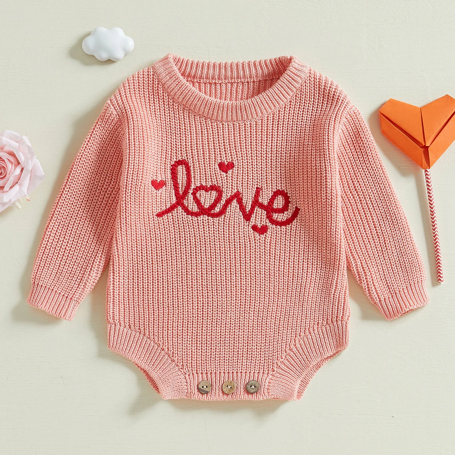 "Love" Knitted Romper