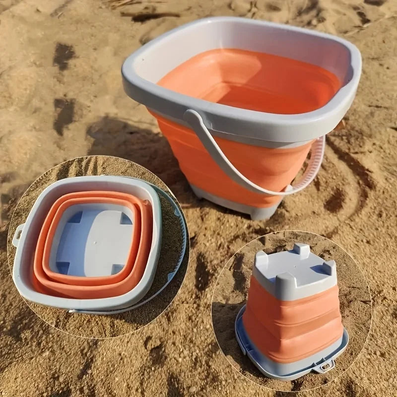 Foldable Beach Bucket with Shovels & Toys