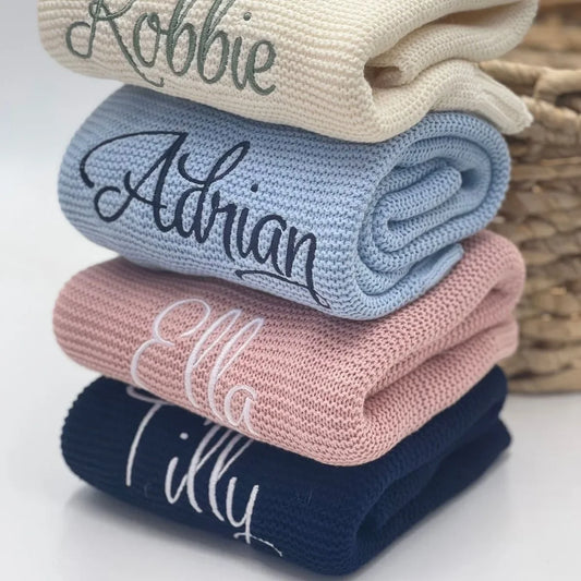Personalised Knitted Baby Blanket