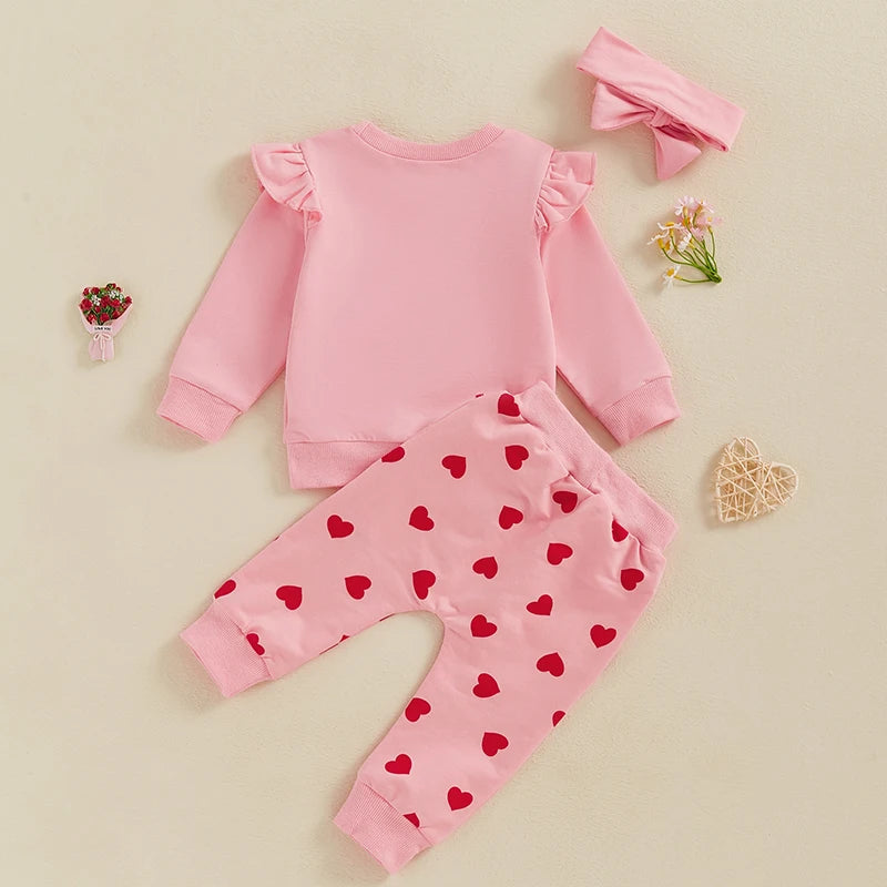 Pink "Little Valentine" Tracksuit & Bow Set