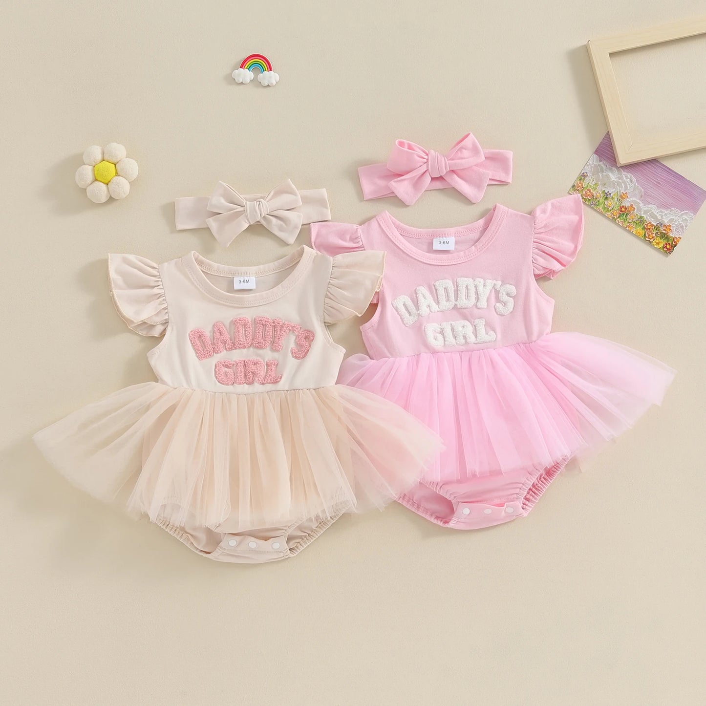 Daddy's Girl Tulle Skirt Bodysuit Dress & Headband