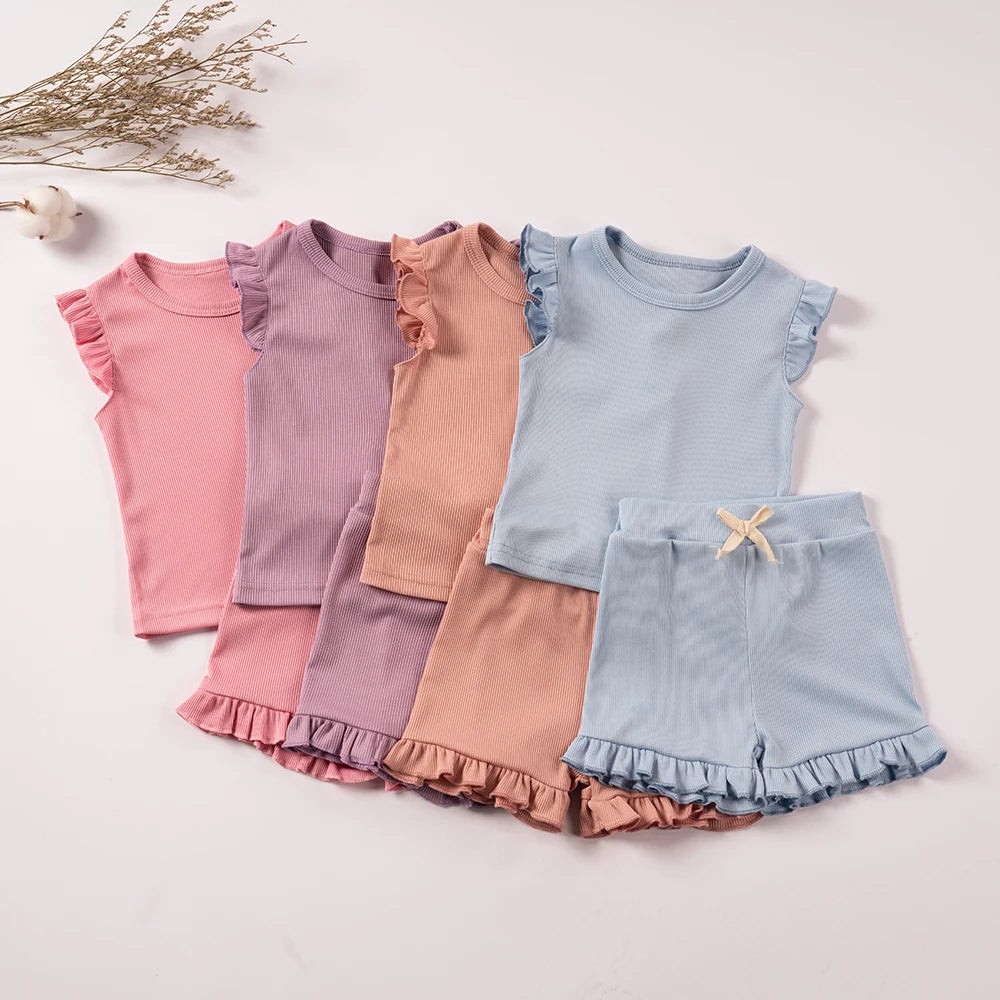 T-shirt & Ruffle Shorts Set