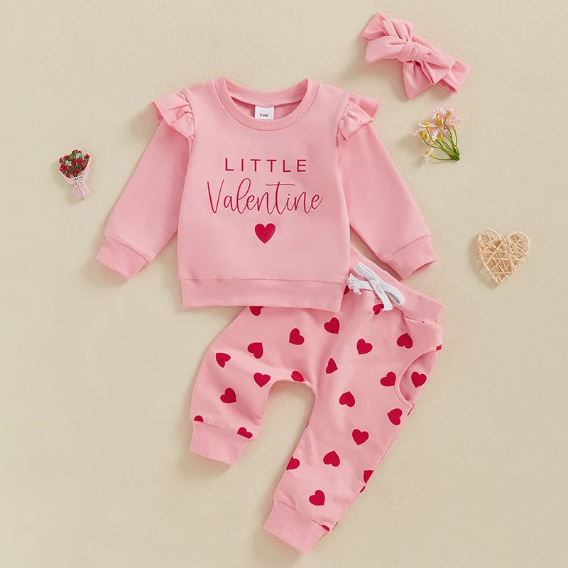 Pink "Little Valentine" Tracksuit & Bow Set