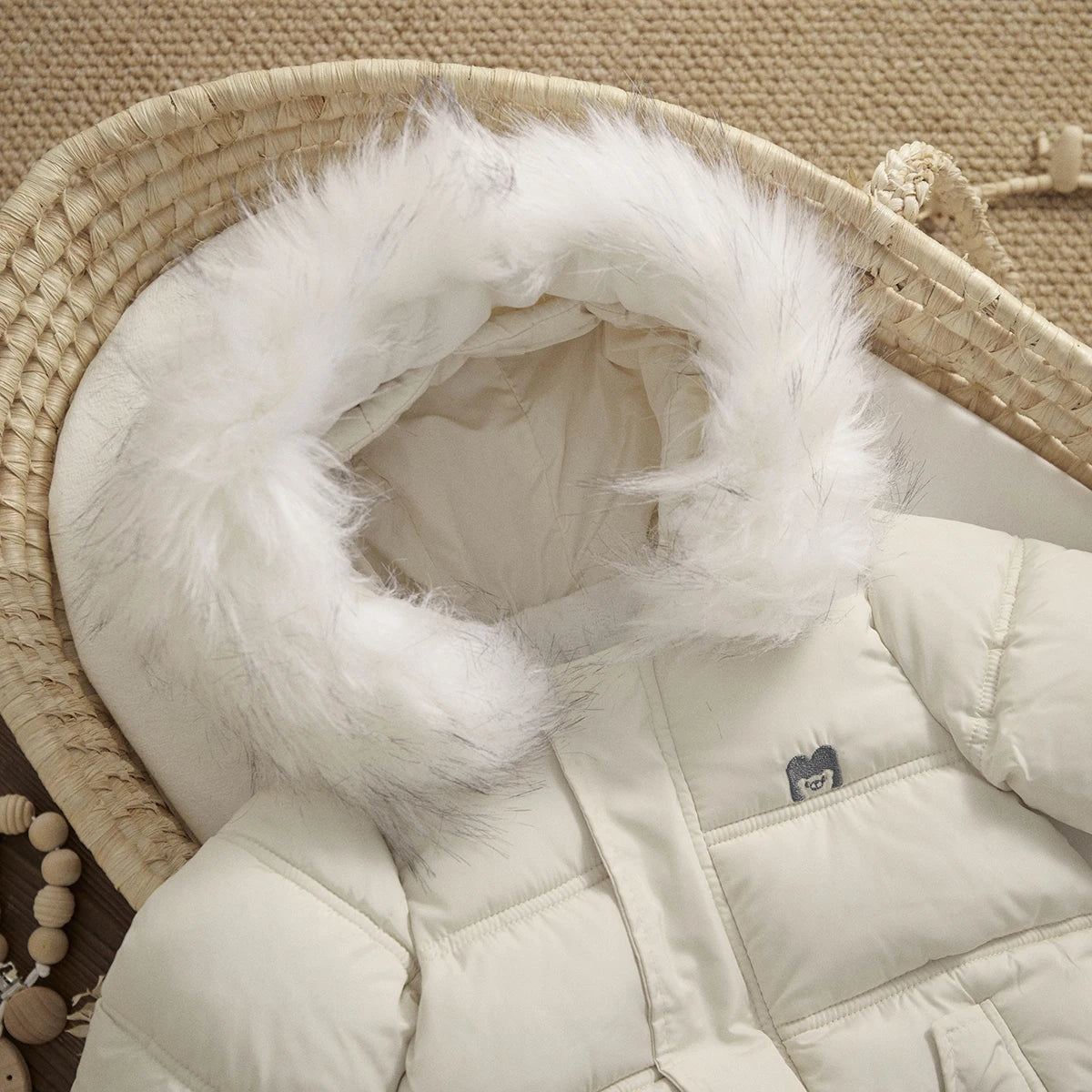 Thick Snowsuit With Faux Fur Hood - More Colours