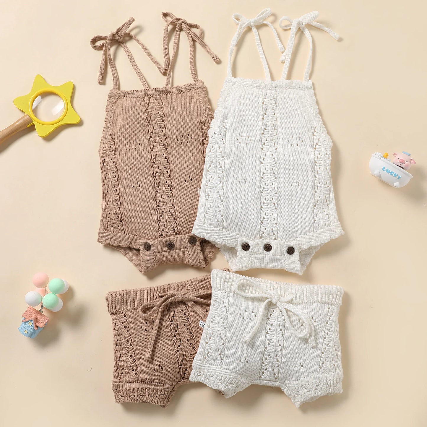 Summer Knit Romper & Shorts Set