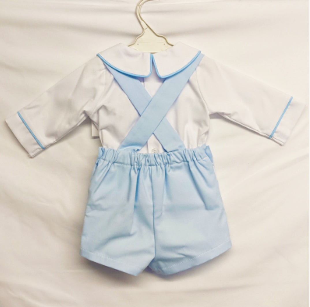 Baby Blue Short Dungaree with White Shirt