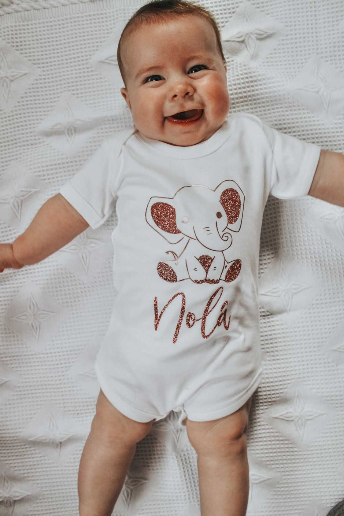 Rose Gold Elephant Baby Bodysuit