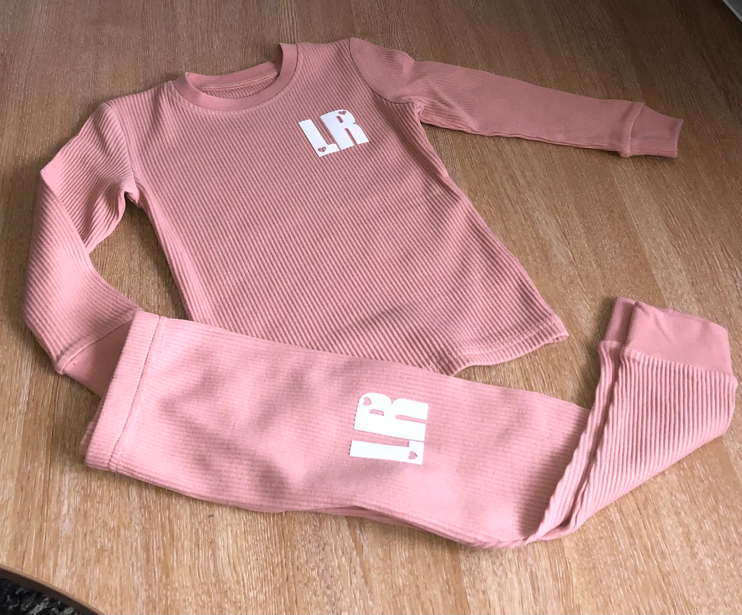 Dusty Pink Ribbed Cotton Lounge Set