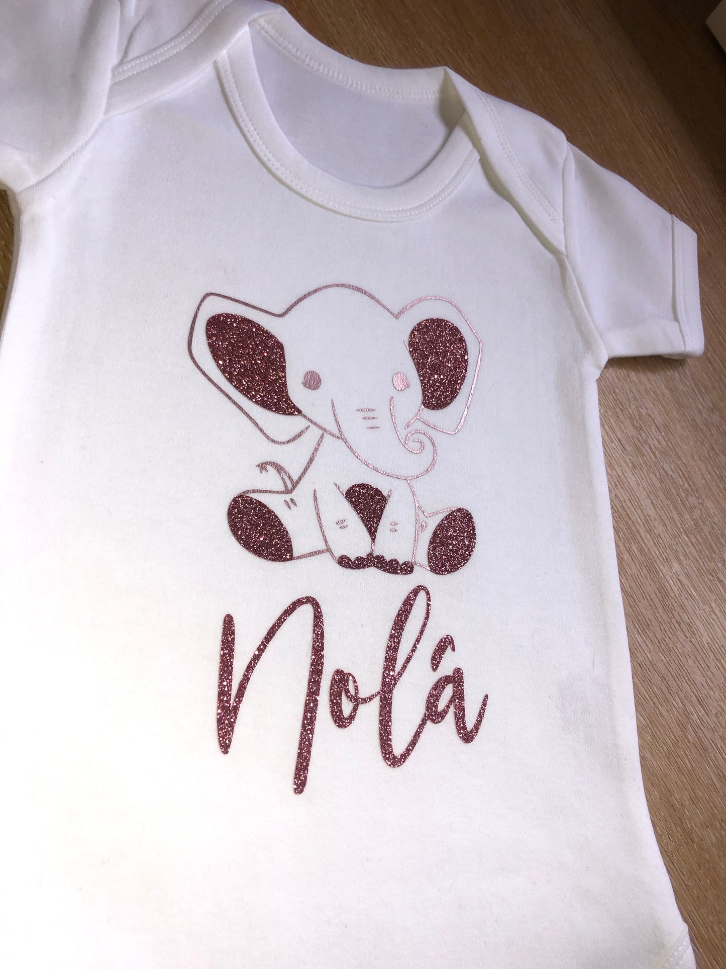 Rose Gold Elephant Baby Bodysuit