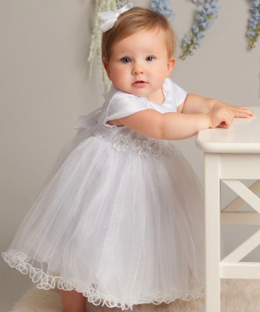 Christening Gown with Flower Band Jacket Hat Yasmin s Baby Boutique