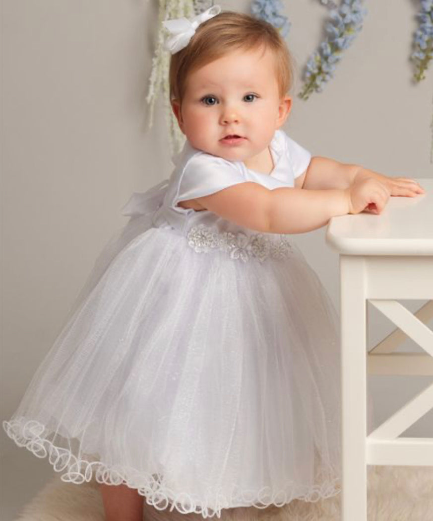 Christening Gown with Flower Band, Jacket & Hat