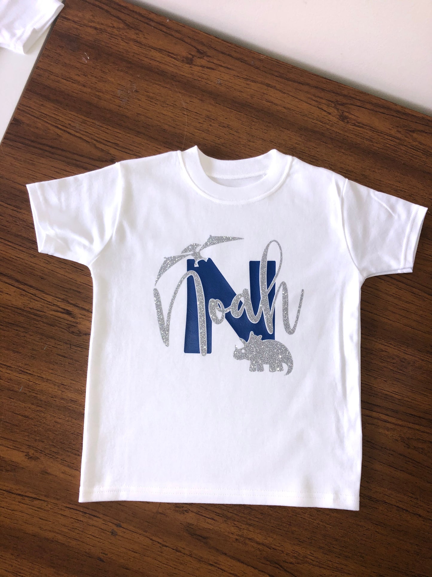 Initial and Name Dinosaur Tshirt - CHOOSE YOUR PRINT COLOUR